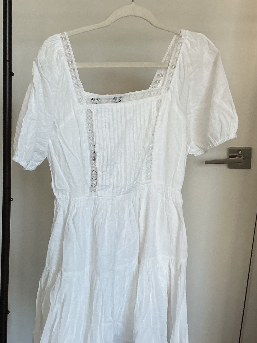 Buffalo David Bitton White Square Neck Short Sleeve Mini Dress